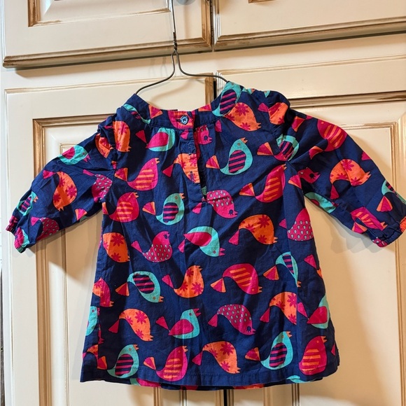 Nursery Rhyme Kids Dress - Blue with Multicolor Birds - Picture 4 of 4